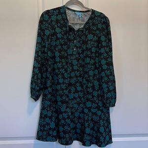 Draper James dress. Black with teal flowers. Lightly used. Size S